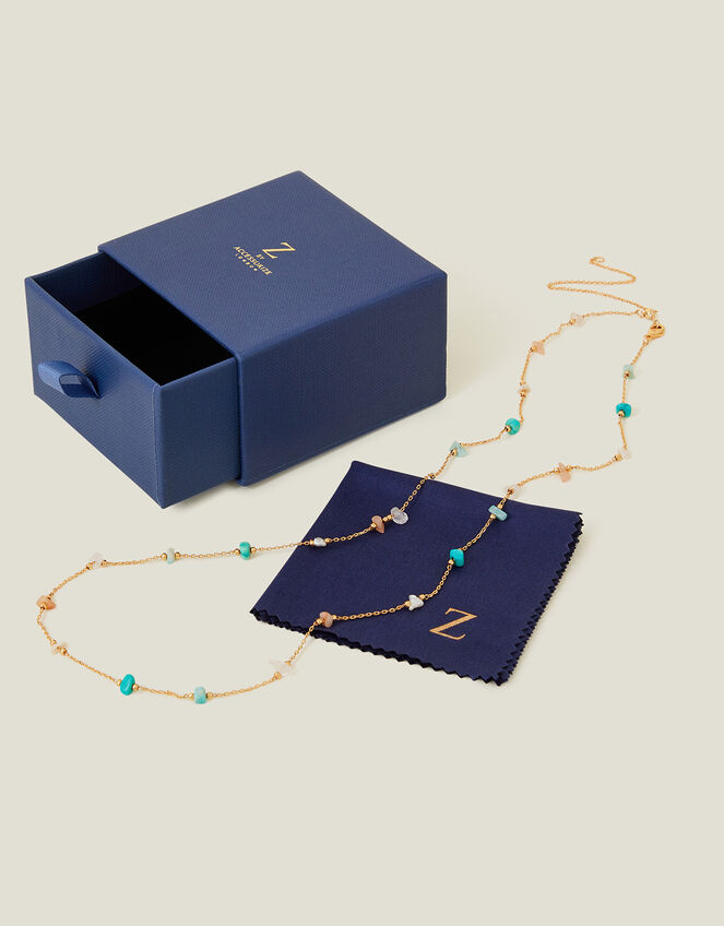 14ct Gold-Plated Stone Station Necklace, , large