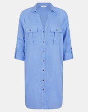 Long Sleeve Beach Cover Up Shirt, Blue (PALE BLUE), large