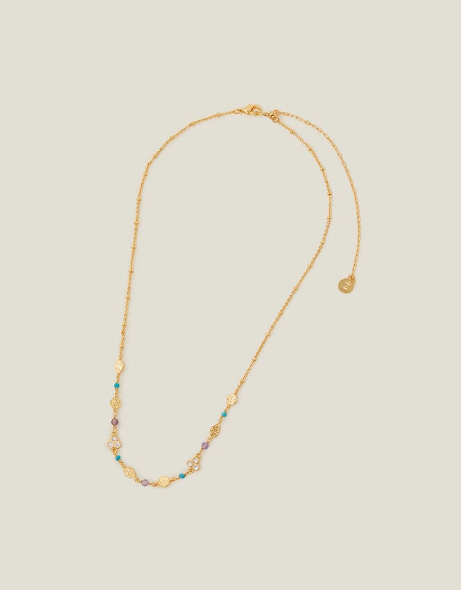 14ct Gold-Plated Bead Bobble Chain Necklace, , large