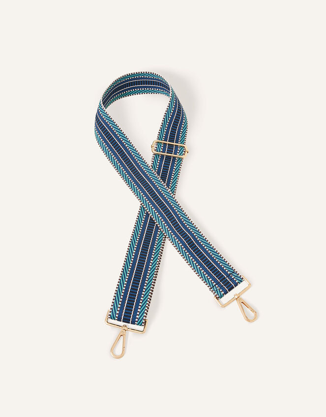 Patterned Webbing Bag Strap , Blue (BLUE), large