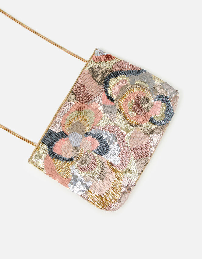 Seraphina Floral Sequin Clutch Bag, , large