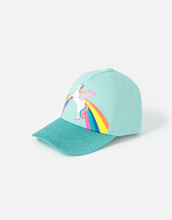 Retro Unicorn Glitter Baseball Cap, Blue (AQUA), large