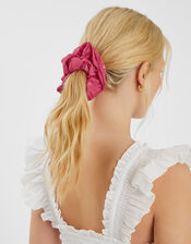 Oversized Floral Broderie Hair Scrunchie, , large