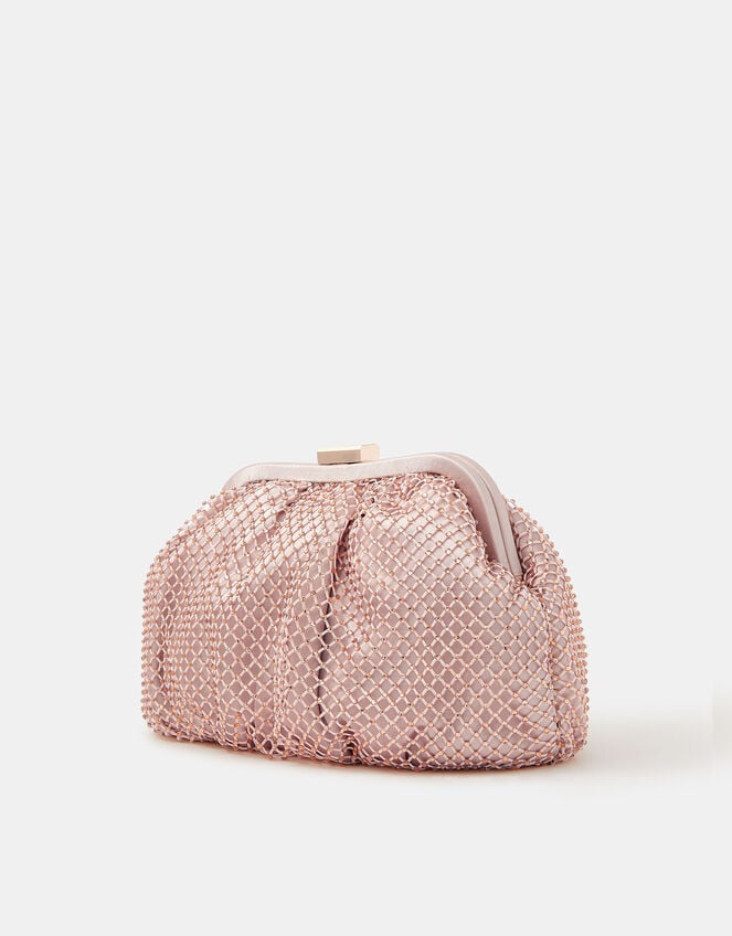 Sequin Clip Frame Clutch Bag, Pink (PALE PINK), large