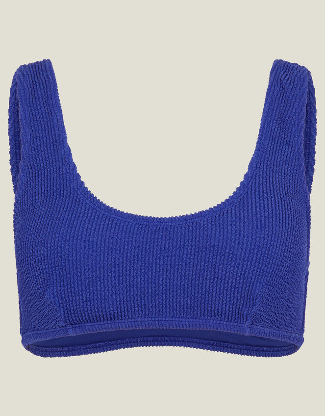 Crinkle Bralette Bikini Top, Blue (BLUE), large