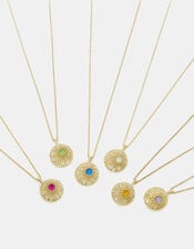 14ct Gold-Plated Birthstone Coin Pendant Necklace, Gold (GOLD), large