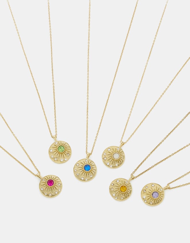 14ct Gold-Plated Birthstone Coin Pendant Necklace, Gold (GOLD), large