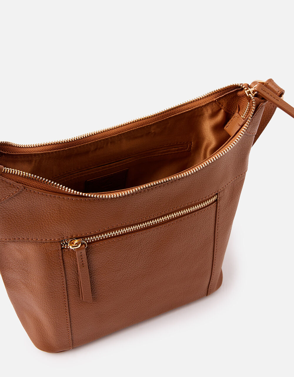 Sadie Leather Scoop CrossBody Tan Leather bags Accessorize UK