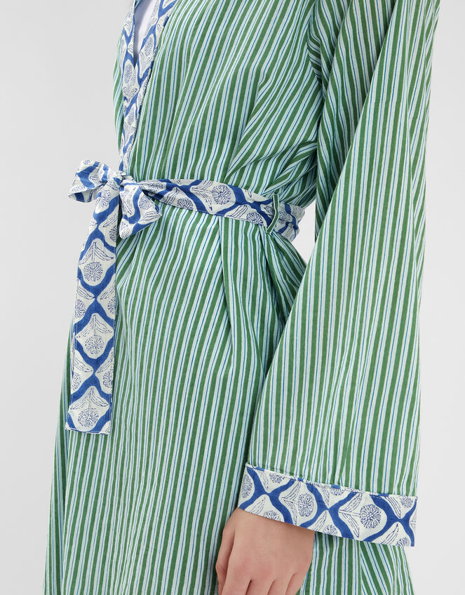 Dandelion Stripe Short Robe, Green (GREEN), large