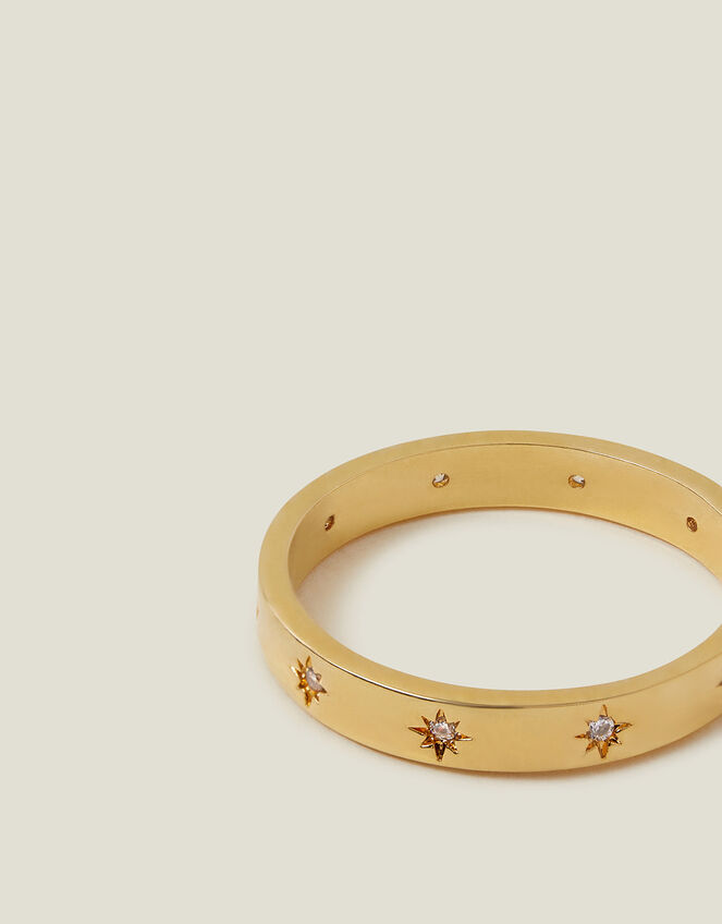 14ct Gold-Plated Star Band Ring, Gold (GOLD), large