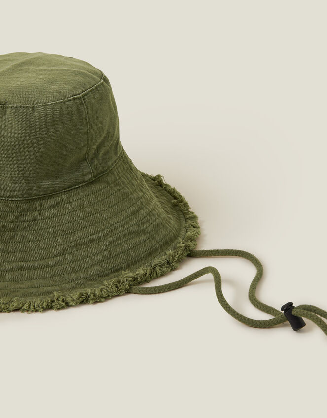 Lace Trim Bucket Hat, Green (KHAKI), large