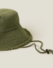 Lace Trim Bucket Hat, Green (KHAKI), large