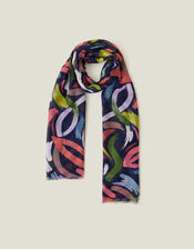 Brushstroke Abstract Print Blanket Scarf, Multi (BRIGHTS MULTI), large