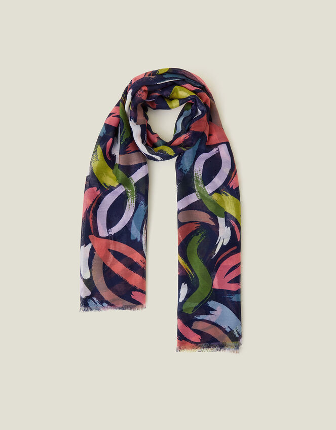 Brushstroke Abstract Print Blanket Scarf, Multi (BRIGHTS MULTI), large