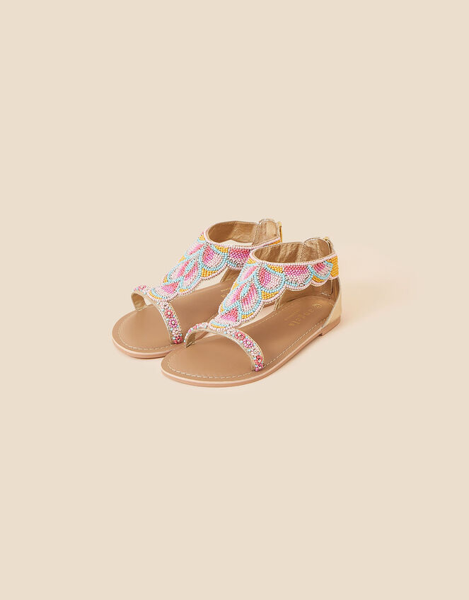 Girls Funshine Beaded Sandals, Multi (BRIGHTS-MULTI), large