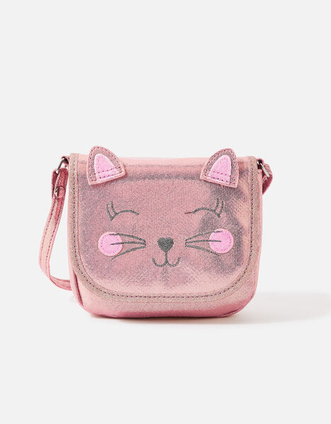 Girls Sparkle Cat Cross-Body Bag, , large