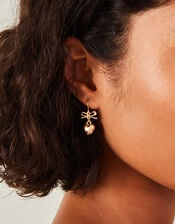 Heart Bow Drop Earrings, , large
