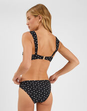 Polka Dot Bandeau Bikini Top, Black (BLACK WHITE), large