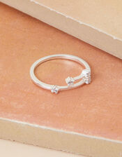 Recycled Sterling Silver Sparkly Constellation Aries Ring, White (ST CRYSTAL), large