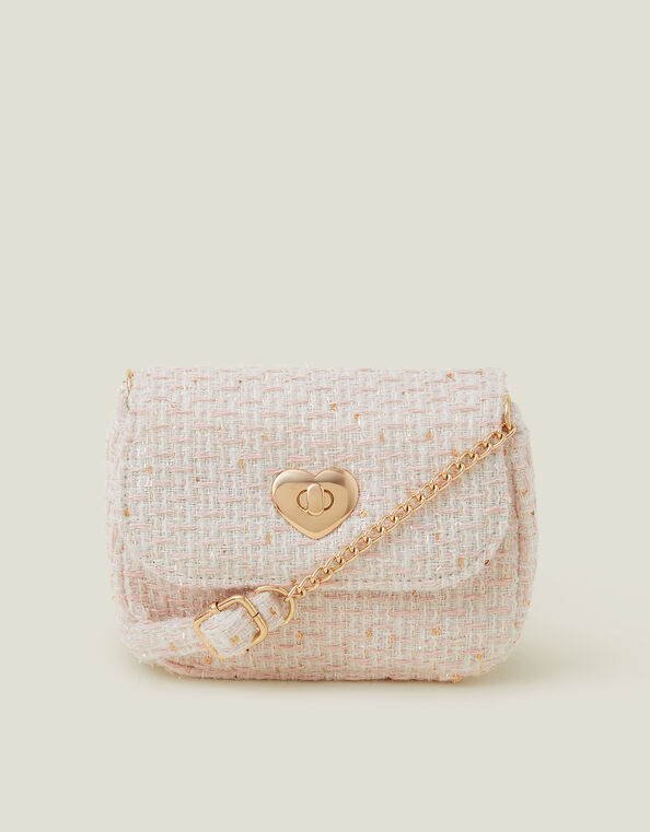 Girls Heart Lock Tweed Bag, , large