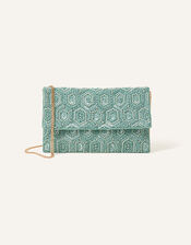 Embellished Fold-Over Clutch Bag, , large