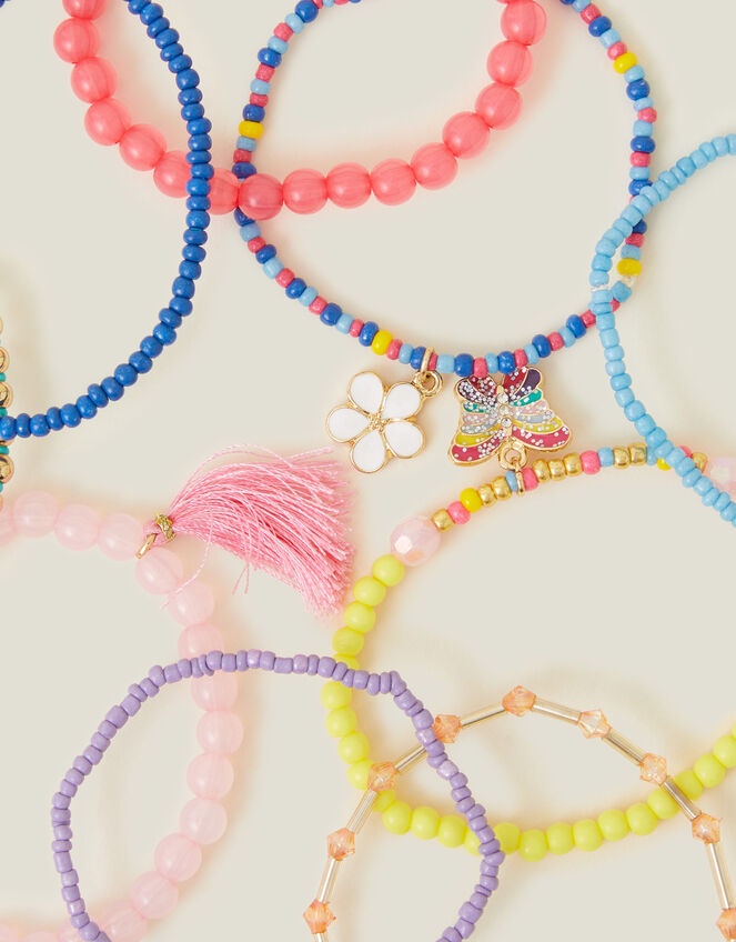Girls Flower Bead Bracelets Multipack, , large