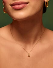 Stainless Steel Bubble Initial Pendant Necklace, Gold (GOLD), large