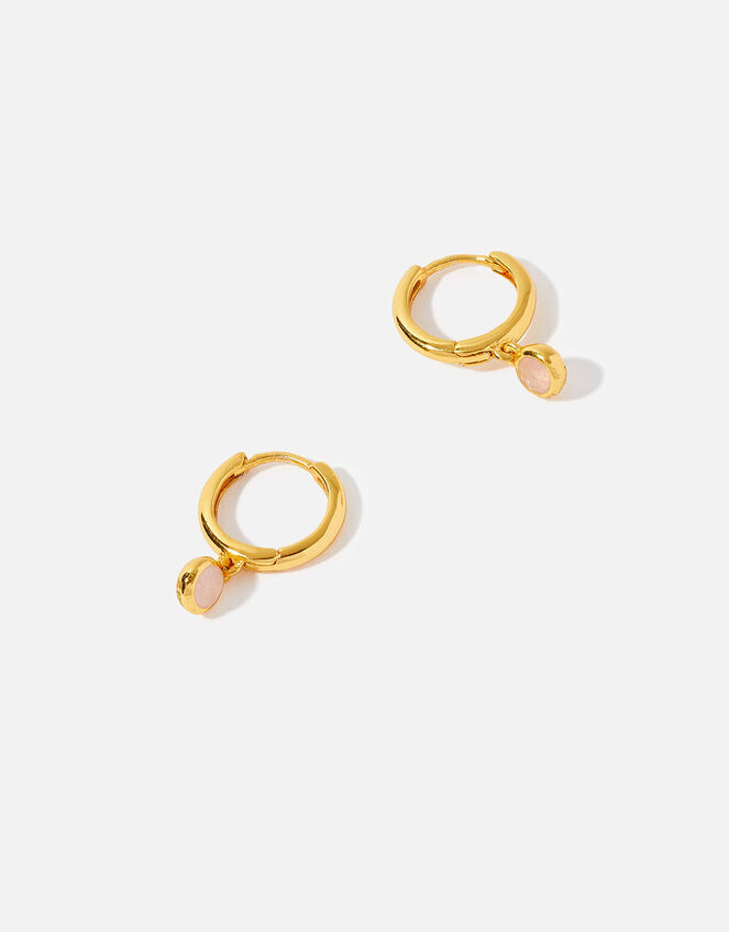 Gold Vermeil Rose Quartz Hoops , , large