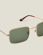 Metal Frame Slim Square Sunglasses, , large