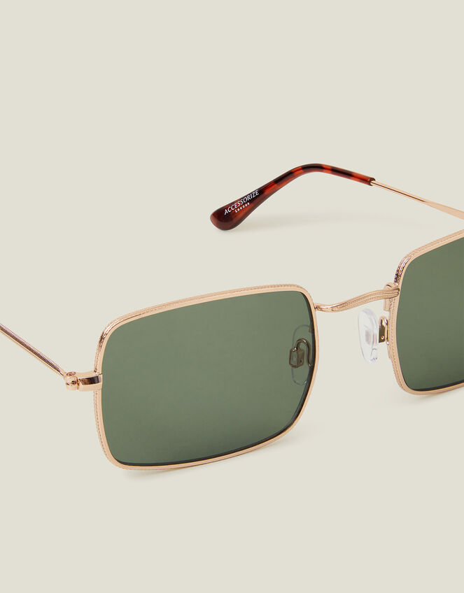 Metal Frame Slim Square Sunglasses, , large