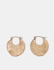 Textured Disc Hoop Earrings, , large