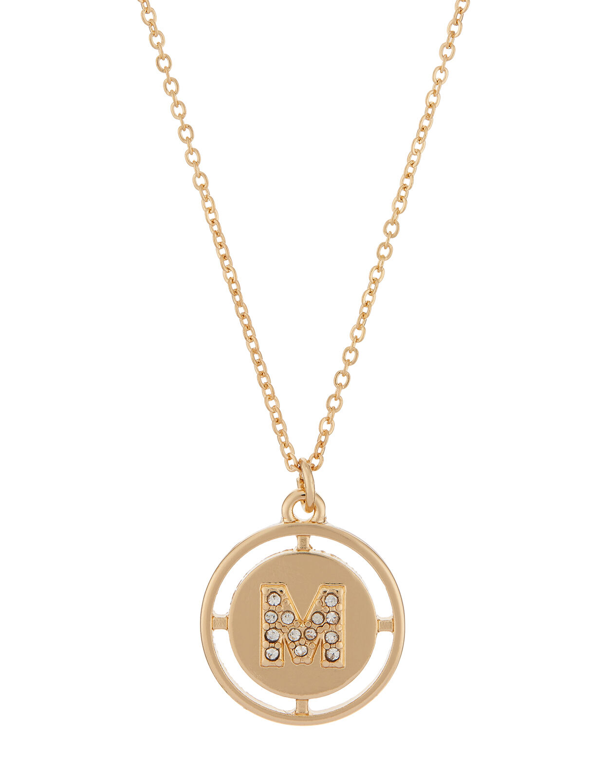 Sparkle Initial Coin Pendant Necklace M