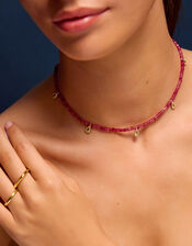 14ct Gold-Plated Teardrop Strawberry Quartz Necklace, , large