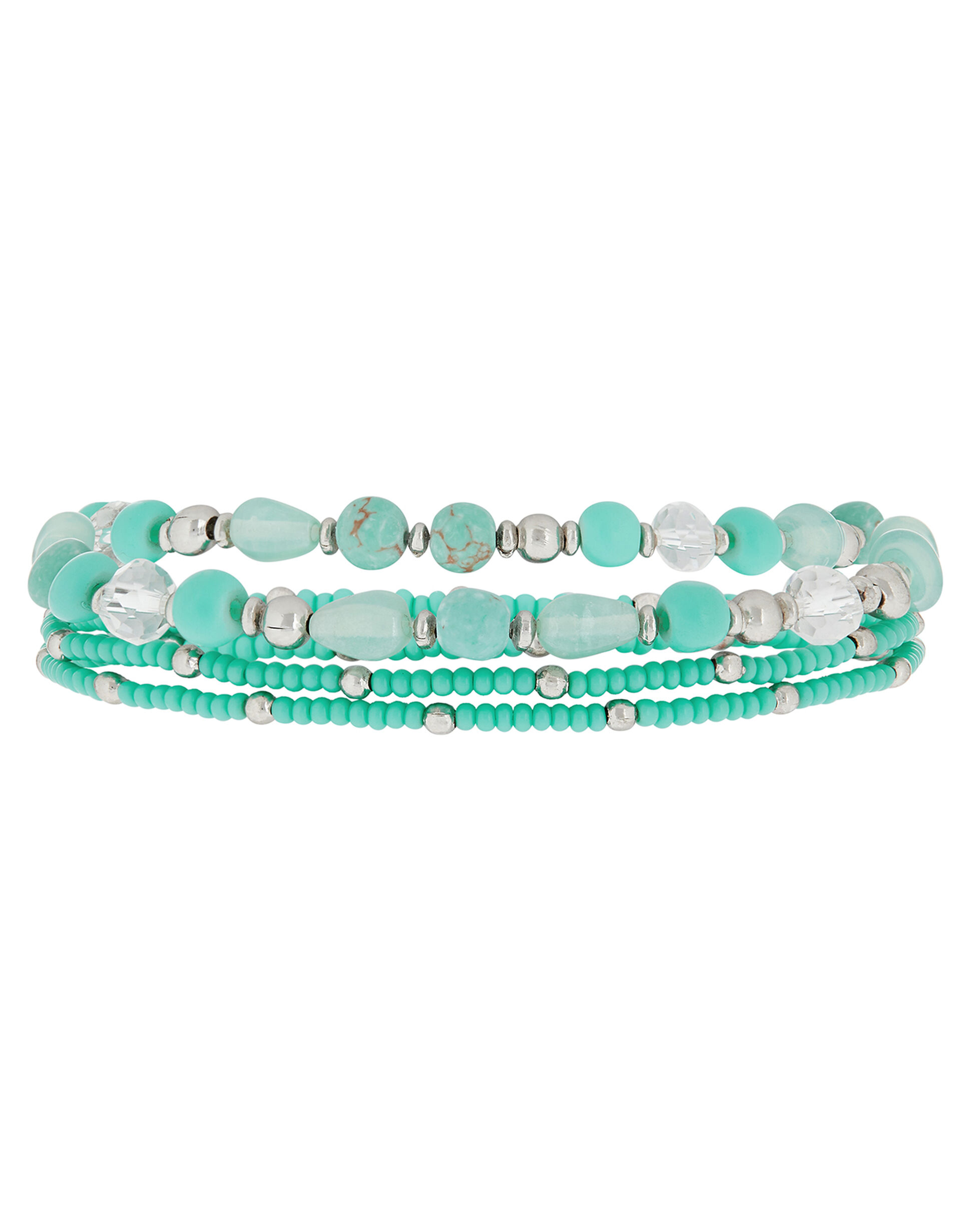 Turquoise Bead Stretch Bracelet Set, , large