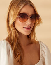 Shaped Rimless Sunglasses, , large
