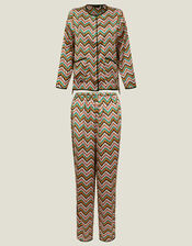 Firenzo Zig Zag Stripe Pyjama Set, Multi (ASSORTED), large