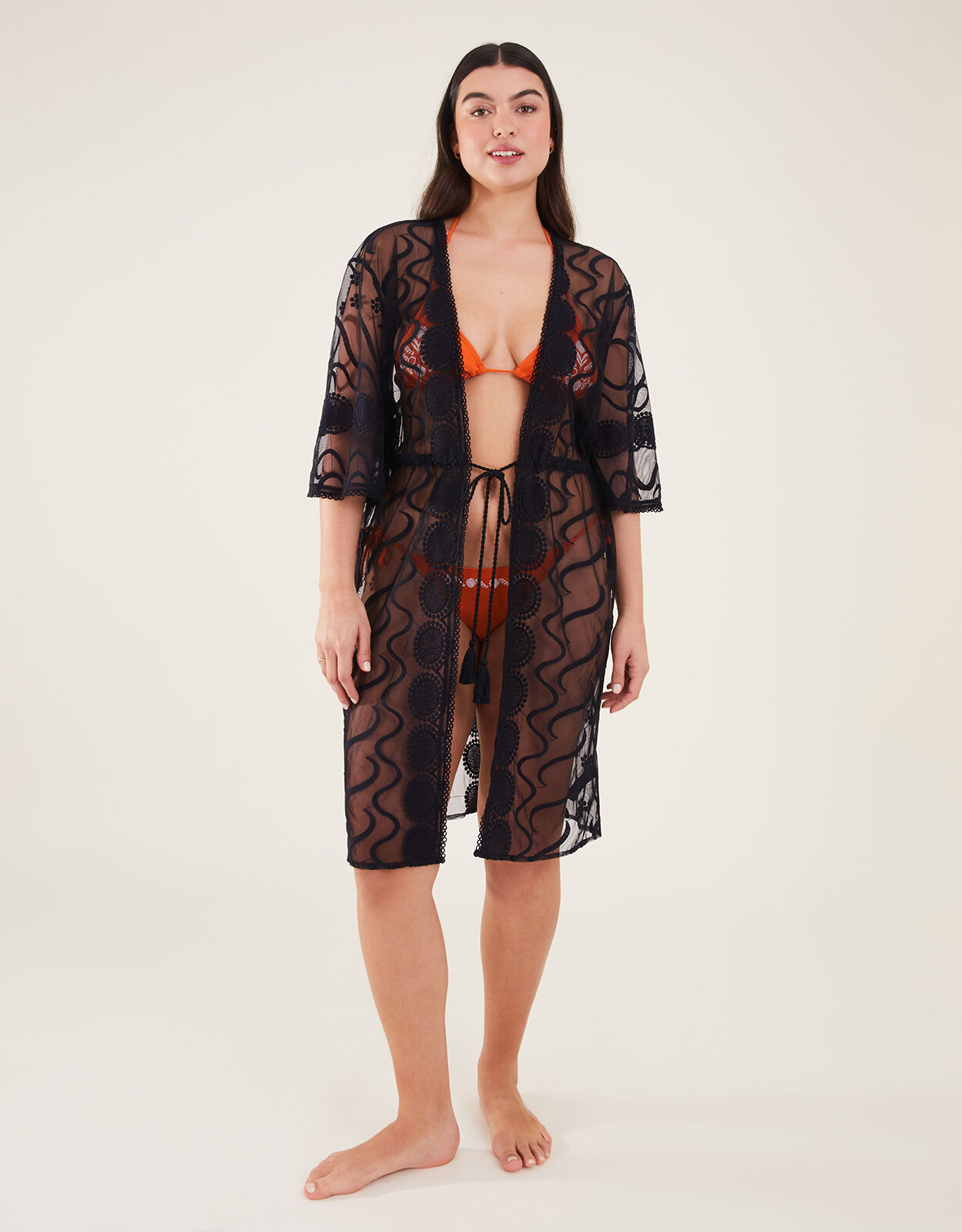 long black lace cover up