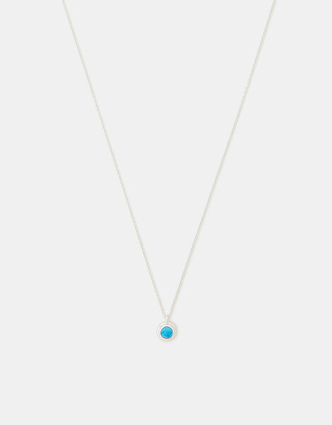 Sterling Silver Healing Stone Pendant Necklace, Blue (BLUE), large