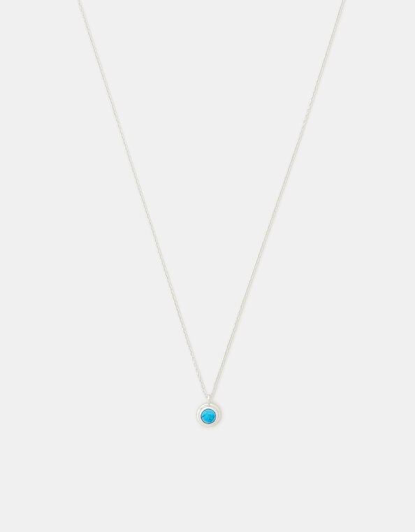 Sterling Silver Healing Stone Pendant Necklace, Blue (BLUE), large