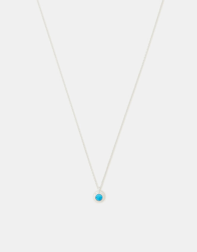 Sterling Silver Healing Stone Pendant Necklace, Blue (BLUE), large