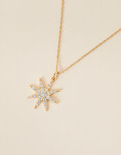 14ct Gold-Plated Sparkle Star Pendant Necklace, , large