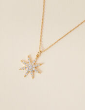 Gold-Plated Sparkle Star Pendant Necklace, , large