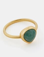 14ct Gold-Plated Aventurine Ring, Gold (GOLD), large