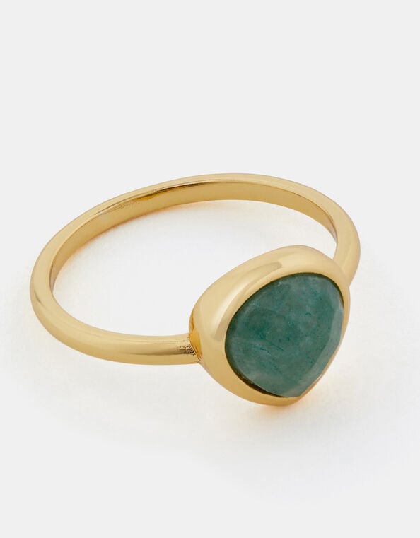 14ct Gold-Plated Aventurine Ring, Gold (GOLD), large