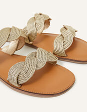 Twisted Two-Strap Sliders, Gold (GOLD), large