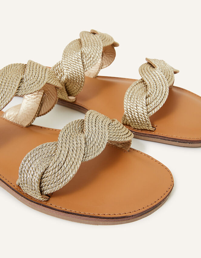 Twisted Two-Strap Sliders, Gold (GOLD), large