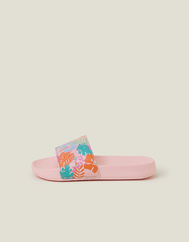 Girls Tropical Print Sliders, Multi (BRIGHTS MULTI), large