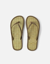 Plain Seagrass Flip Flops , Green (KHAKI), large