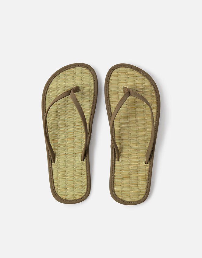 Plain Seagrass Flip Flops , Green (KHAKI), large