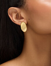 Stainless Steel Fluid Oval Stud Earrings, , large